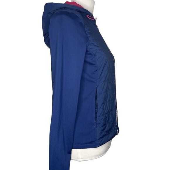 Tommy Hilfiger Womens Jacket Size Small Hooded Full Zip Active Thumbholes Blue - Picture 3 of 8